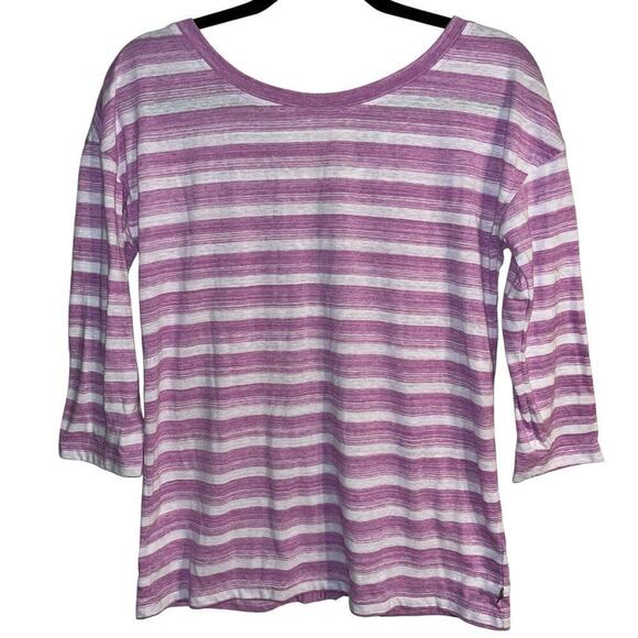 T by Talbots Tops - T by Talbots 3/4 Sleeve Striped Purple & White Pullover Top | Small